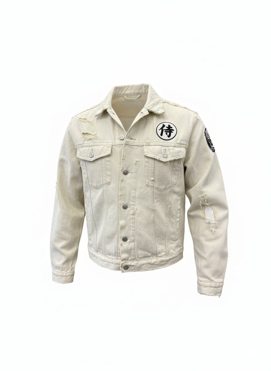 Veste en jean “Café Racer Samurai” – Style biker &amp; esprit japonais