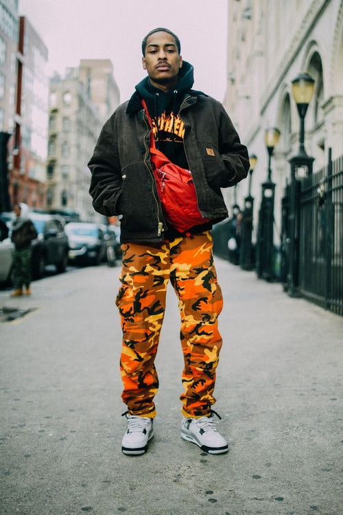 Pantalon cargo camouflage orange feu – Style streetwear urbain
